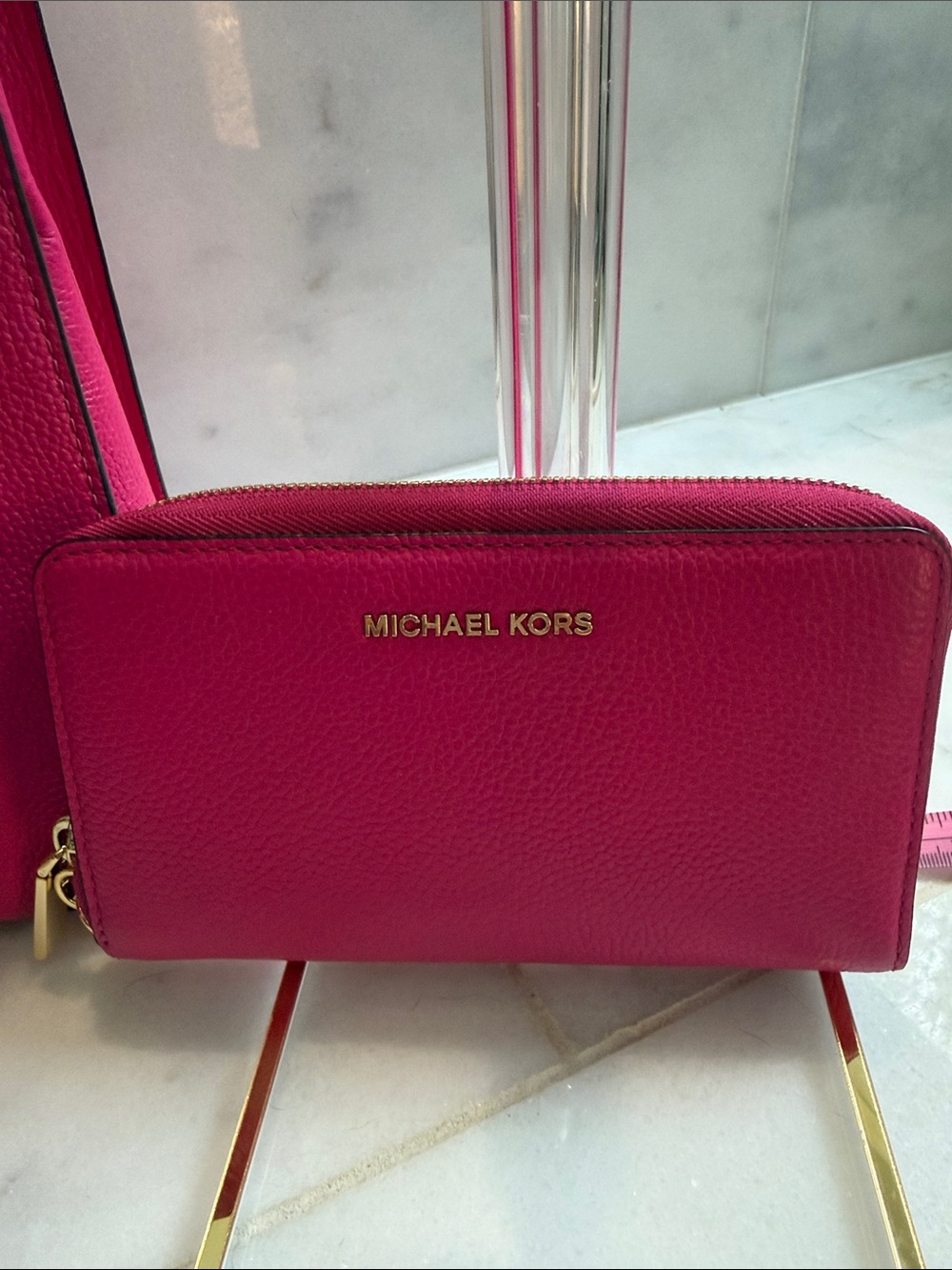 Michael Kors Smart Phone Hot Pink Zip-Around Wallet